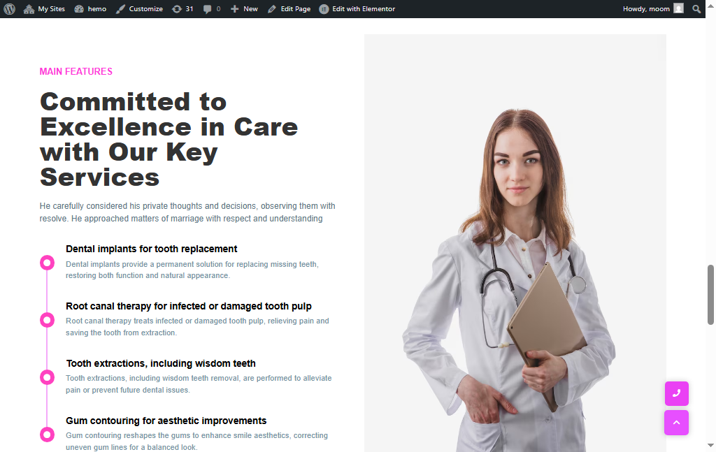 Project Screenshot 3 of the services page