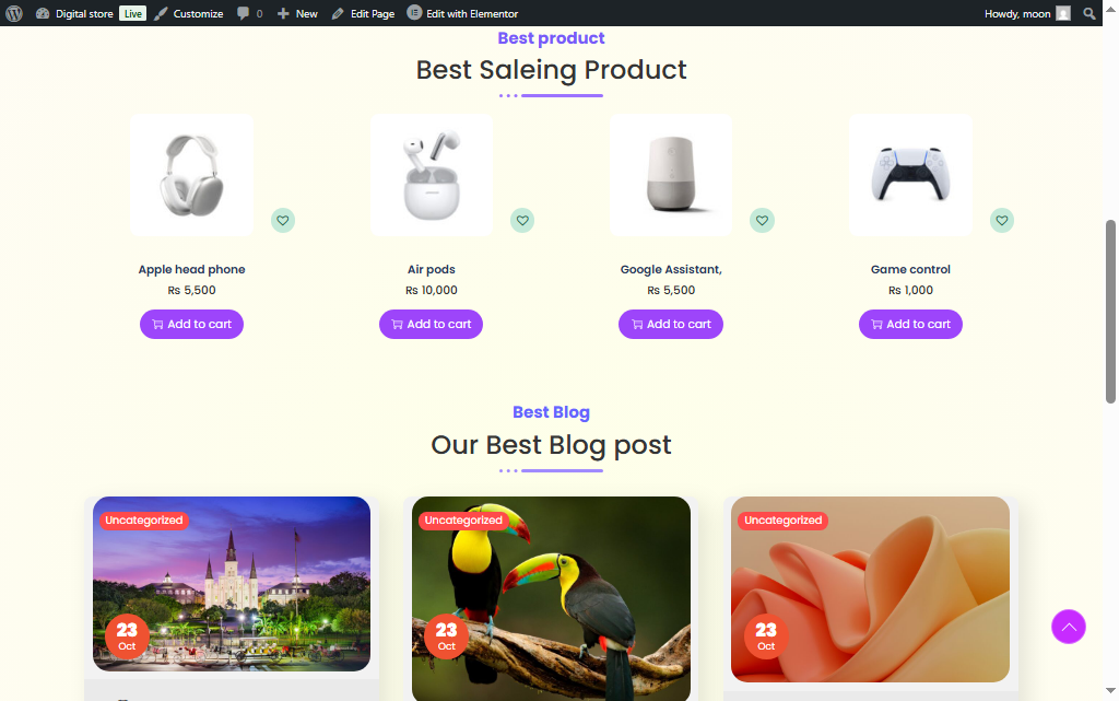 Project Screenshot 4 of the homepage testimonials and FAQ