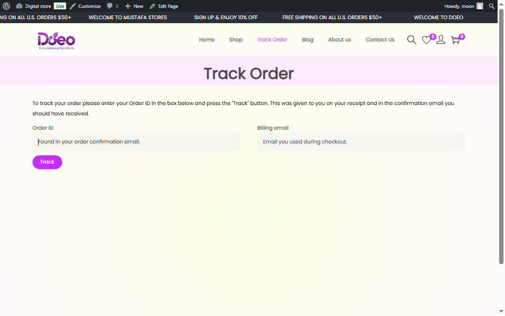 Project Screenshot 6 of the homepage products and blog section